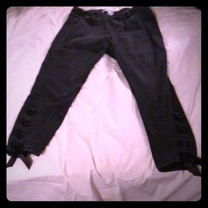 Black lace up bottom jeans
